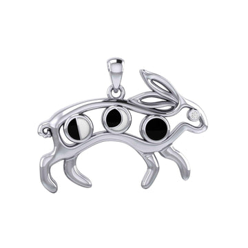 Rabbit or Hare Silver Pendant with Moon Phase TPD6033 - Jewelry